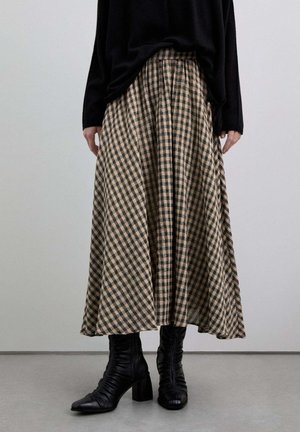 CHECK  - Falda acampanada - camel