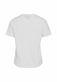 Hvid bomulds T-shirt med kortærmer og rund halsudskæring, der har et enkelt design og blød tekstur. Ingen synlige grafikker eller logoer.