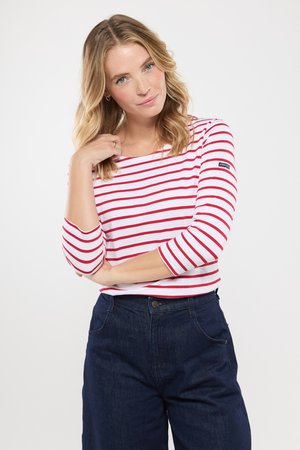 MARINIÈRE STRIPE 3/4 T-SHIRT - Langærmet T-shirt - blanc/braise