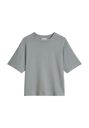 Light grey short-sleeve T-shirt with crew neck and straight hem, displayed on a white background.