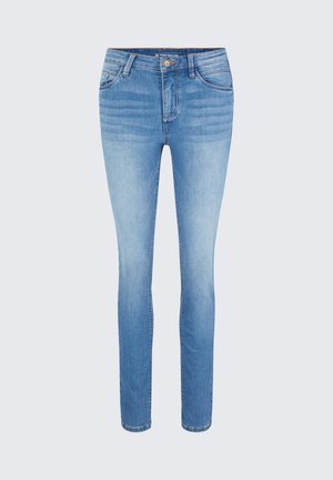 Heledad teksad heledes sinises toonid, slim-fit lõikega, millel on tõmblukk ja nööbid, viis taskut ning peened fading-detailid ees.
