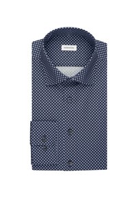 Chemise habillée bleu marine à pois blancs, boutonnée sur le devant, avec poignets pliés, étiquetée Seidensticker.