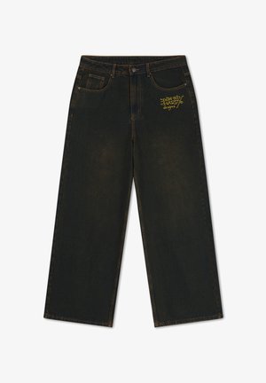 Ed Hardy, MENS SLITHERING DRAGON EMBROIDERED XXTRA JEANS - Straight leg jeans - sandy black