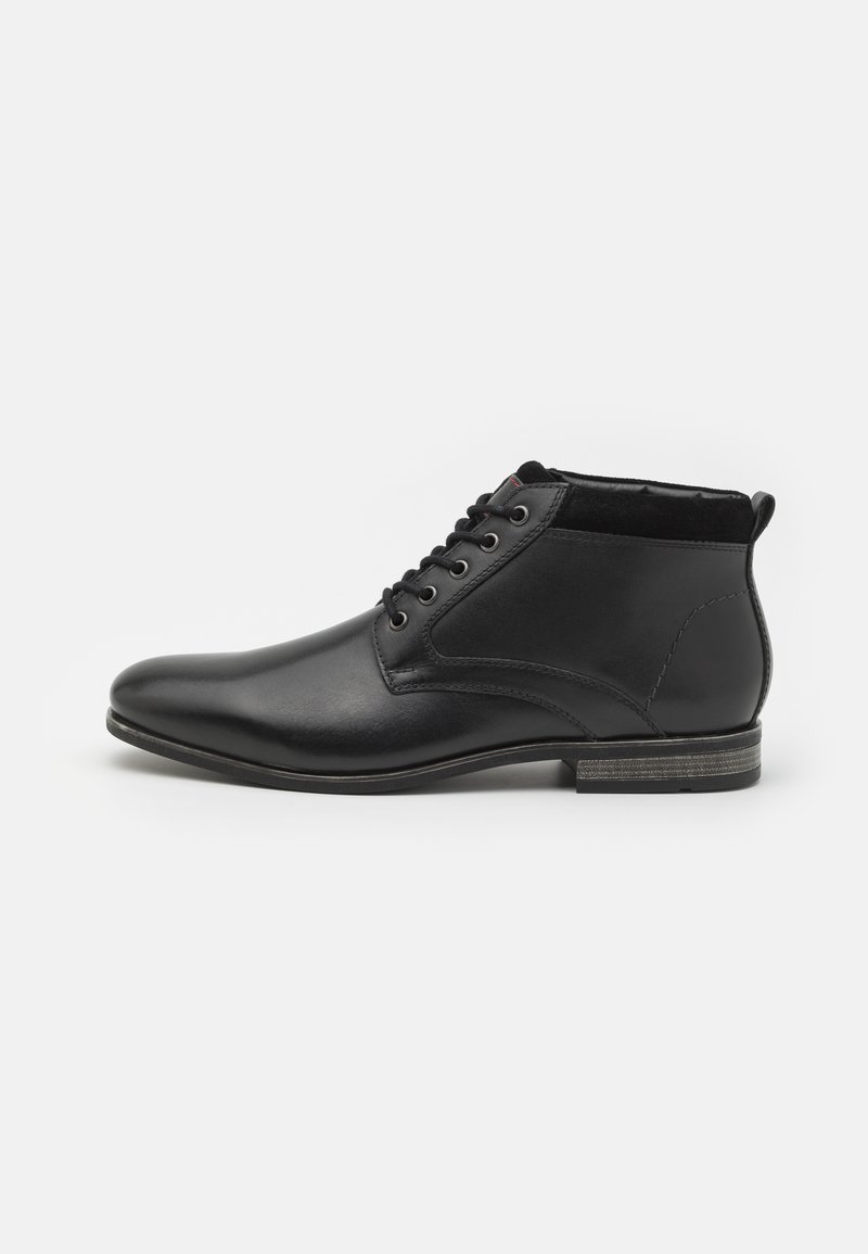 Pier One LEATHER - Stivaletti stringati - black