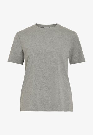 Γκρι βαμβακερό μπλουζάκι με κλασικό στρογγυλό λαιμό, κοντά μανίκια και λεία υφή, ιδανικό για καθημερινή χρήση.