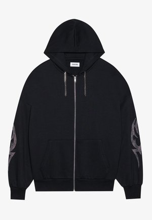 YOURTURN RHINESTONE TRIBAL ZIP-UP UNISEX - Zip-up sweatshirt - black