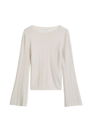 Pull en maille côtelée crème avec manches longues évasées et encolure ronde, fabriqué par Marc O'Polo.