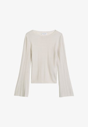 Pull en maille côtelée crème avec manches longues évasées et encolure ronde, fabriqué par Marc O'Polo.