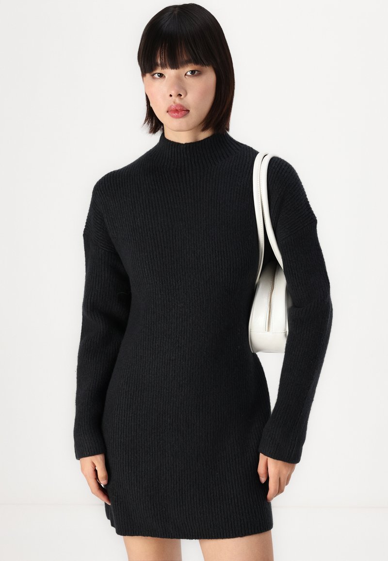 Abercrombie & Fitch Easy Mockneck Mini Sweater Dress - Jumper dress - black  - Zalando.ie