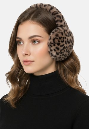 Faera, FAERA FALTBARE OHRWÄRMER AUS KUNSTFELL LEO ANIMALPRINT PLÜSCH - Ear warmers - braun