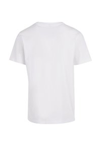 White cotton t-shirt with short sleeves, classic crew neck, and a relaxed fit. Plain design without additional patterns or accents.