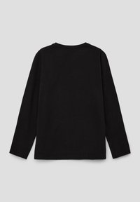 Schwarzes Langarmshirt mit Rundhals und weichem Baumwollstoff. Einfaches Design ohne sichtbare Muster oder Akzente.