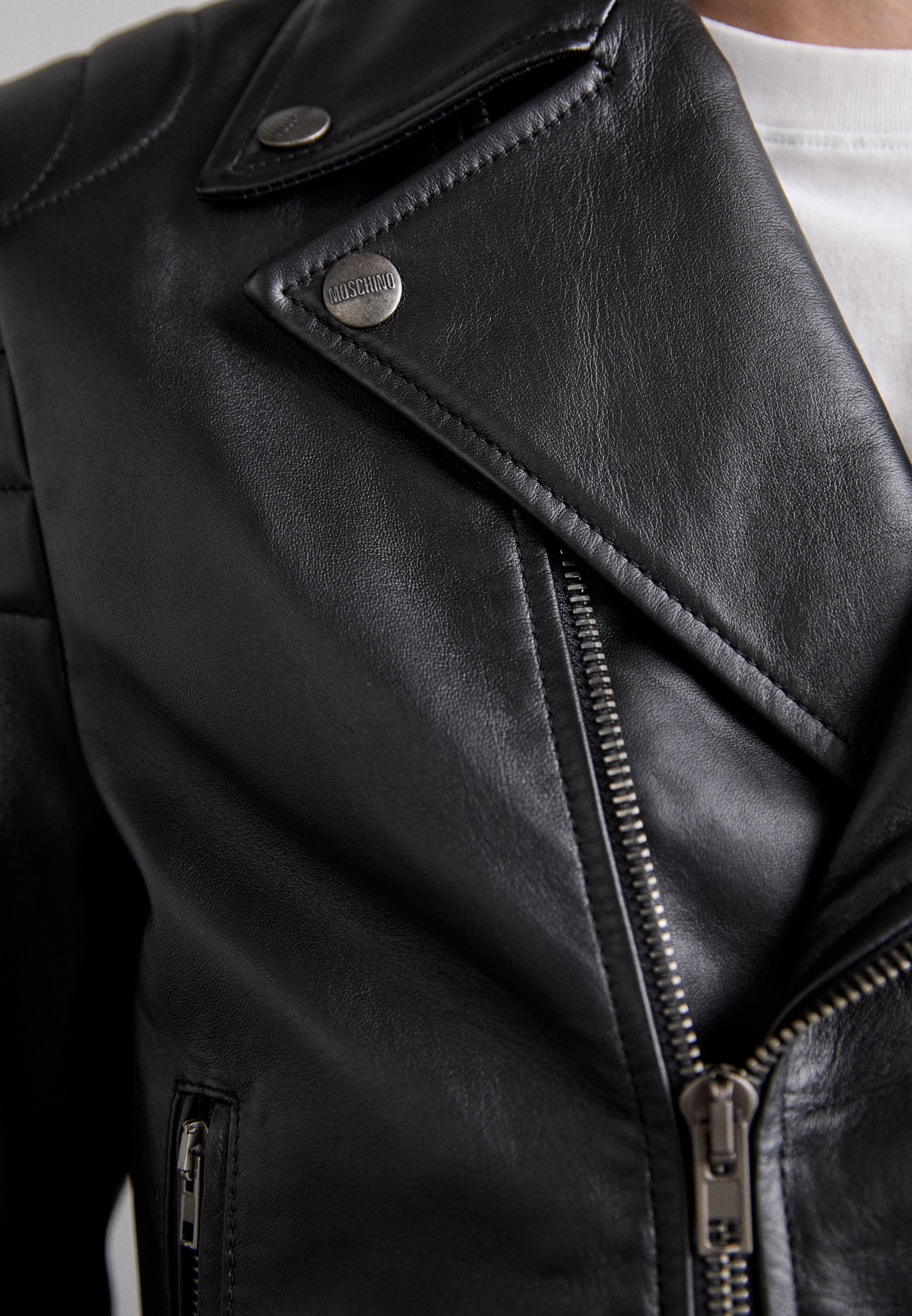 MOSCHINO GIACCA - Leather jacket - nero/black - Zalando