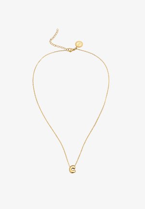 Collier délicat en chaîne d'or avec un petit pendentif arrondi en forme de lettre "C" et un fermoir réglable orné d'un charme circulaire.