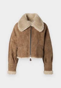 Leather jacket - buttermilk/toffee