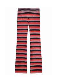 Rippstrick-Leggings in wechselnden Streifen von Rot, Pink und Marineblau. Verfügt über einen breiten, elastischen Bund für zusätzlichen Komfort.
