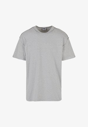 Gray short-sleeve t-shirt featuring a crew neckline and relaxed fit. Made from soft, textured cotton with subtle stitching details on shoulders.