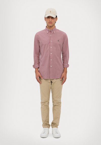 Polo Ralph Lauren CUSTOM FIT GINGHAM STRETCH POPLIN SHIRT - Camicia - wine/white