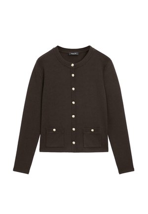 WITH GOLD BUTTONS  - Cardigan - dark brown