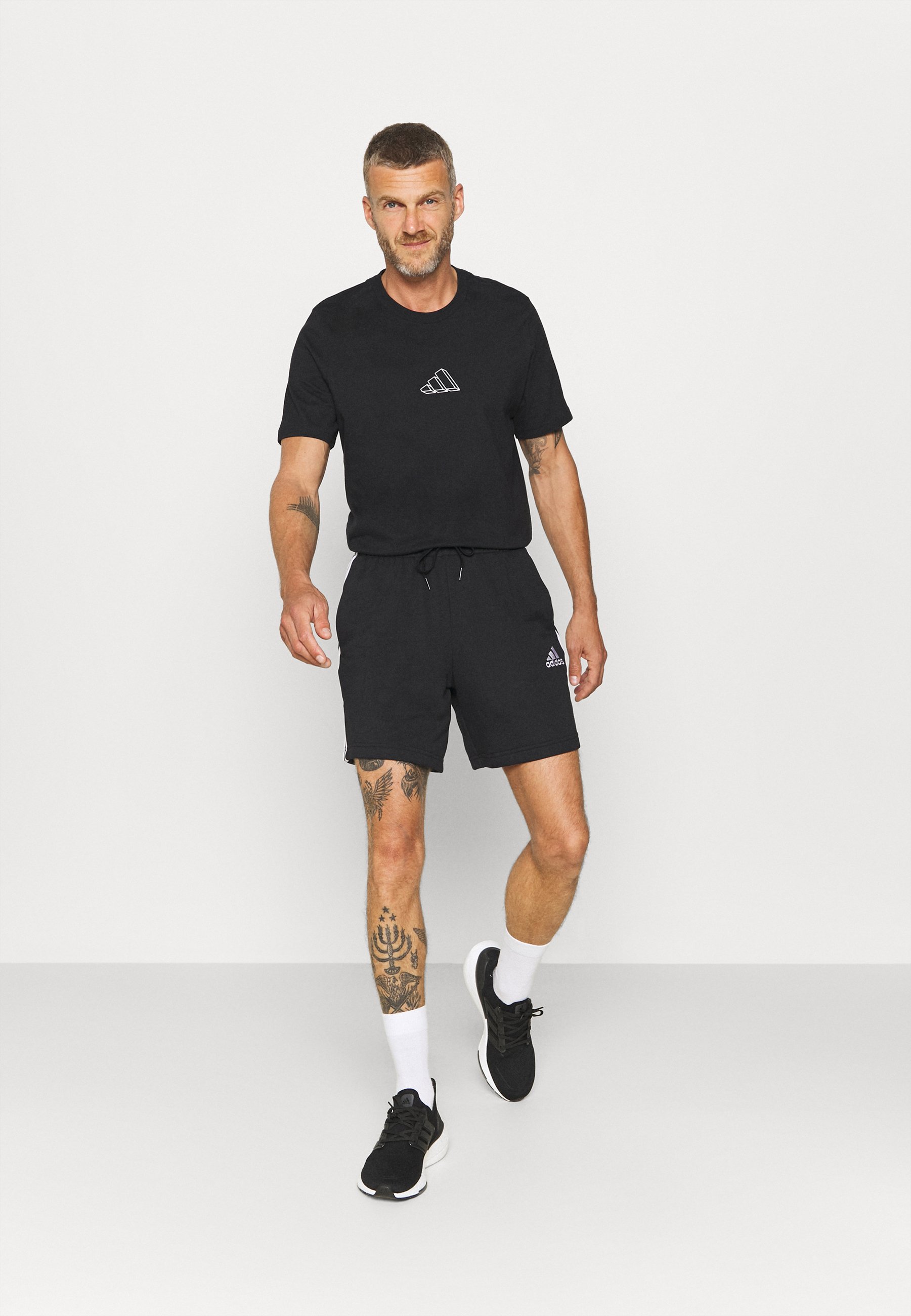 adidas Performance ESSENTIALS FRENCH TERRY 3 STRIPES - Pantaloncini  sportivi - black/white/nero - Zalando.it