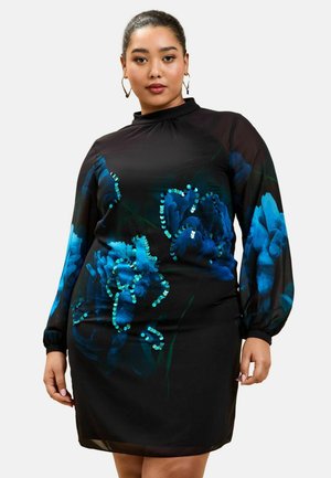 PLUS SIZE FIT - SEQUIN FLORAL PRINTED - Etui-jurk - black