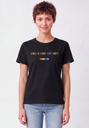watapparel, SPREAD LOVE NOT HATE - T-shirt imprimé - black