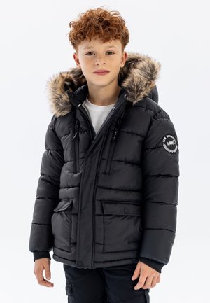 WARM PADDED FAUX FUR HOODED - Veste d'hiver - black