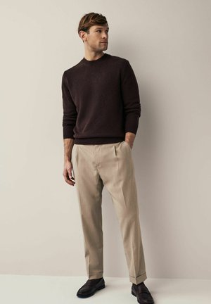 TAPERED FIT PLEATED NOVA FIDES WOOL BLEND FORMAL TROUSERS RELAXED - Oblekové kalhoty - neutral