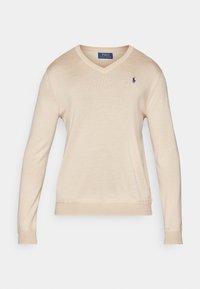 Polo Ralph Lauren PERFORMANCE V NECK JUMPER - Striktrøje - basic sand ...