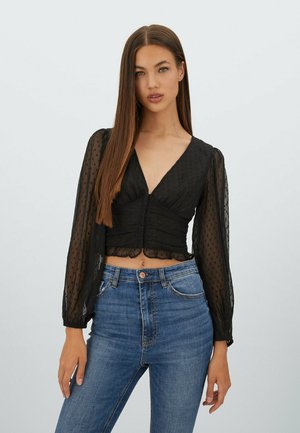 MIT DRUCKKNÖPFEN - Bluzka - black