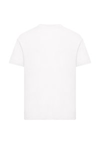 White cotton t-shirt with short sleeves, round neckline, and a smooth texture. No visible logos or patterns. Back view showcased.