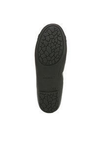 Zwarte rubberen schoenenzool met een gestructureerd grippatroon en ronde randen. Bevat ingedrukte branding "VIONIC" en CE-markering aan de onderkant.