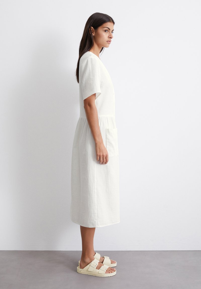 knee length dresses for ladies Matteau White midi shirt dress - size UK 6