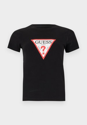 Guess Jeans SLIM ICONIC - Print T-shirt - jet black