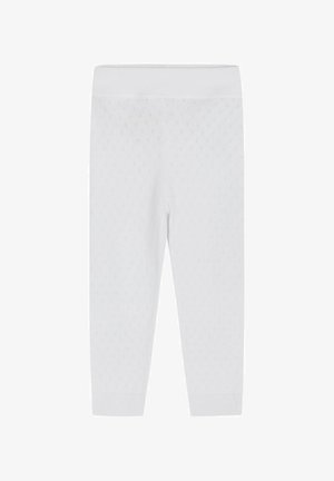 Bielas Leggings ar tekstūru dimantu rakstu, ar mīkstu elastīgu jostu un pieguļošu aproci pie potītes. Gluda auduma virsma.