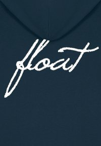 Felpa navy con cappuccio caratterizzata da un evidente design testuale ricamato in bianco "float", texture liscia e vestibilità classica.