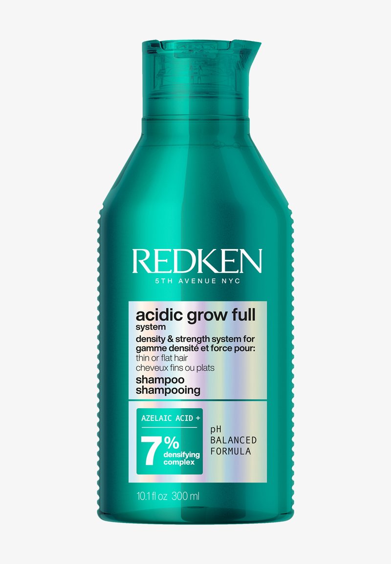 Redken Acidic Grow Full shampooflaske, 300 ml, turkis farge, øker tetthet og styrke for tynt eller flatt hår med 7 % azelainsyre.