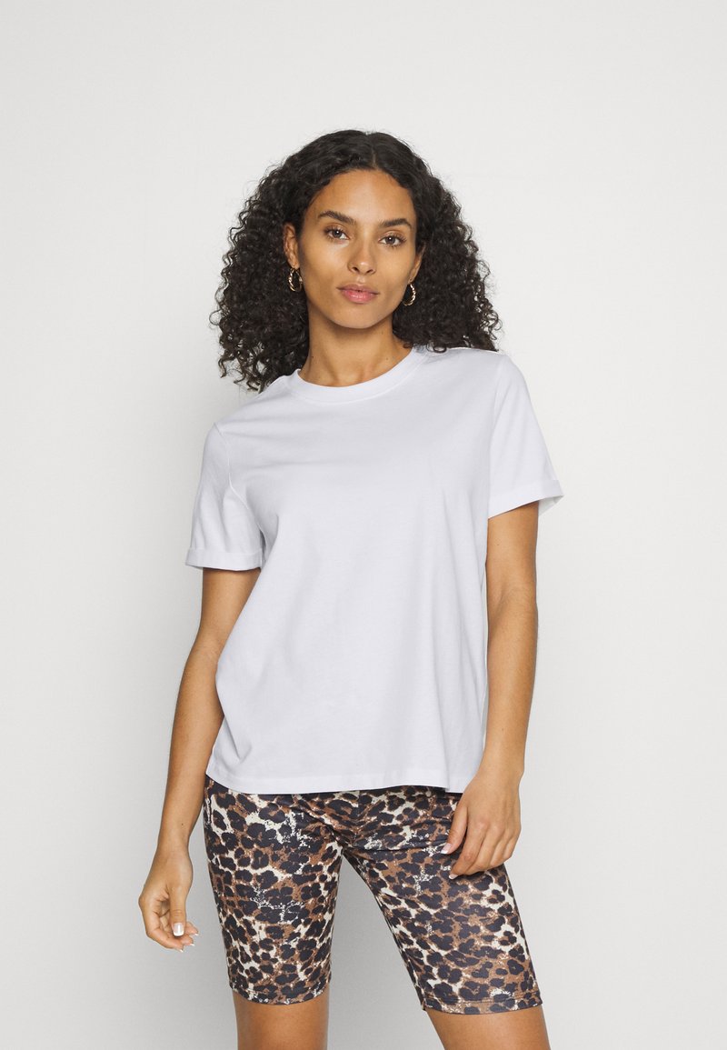 PIECES T-Shirt Femme PCRIA - 100% Coton, Rayé, Coupe Ajustée, Col Rond