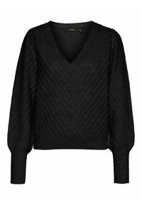 PULLOVER VMSTINNA V-NECK STITCH - Džemperis - black