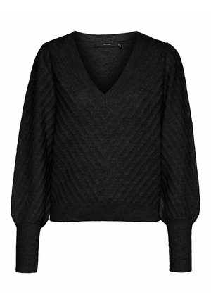 Vero Moda VMSTINNA V-NECK STITCH - Stickad tröja - black