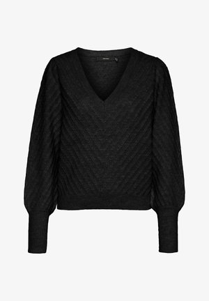 Vero Moda VMSTINNA V-NECK STITCH - Pulover - black