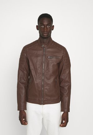 Jack & Jones, EROCKY BIKER REGULAR FIT - Kunstlederjacke - chocolate fondant