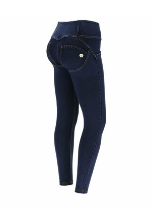 Freddy WR.UP - JEGGINGS PUSH UP - Jeggings - denim scuro con cuciture gialle