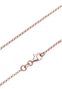 Rose gold kædedej med ovale led, udstyret med en krabbeklips og små cirkulære forbindelsesled, med en glat poleret finish.