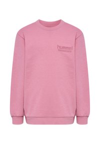 Rosa Sweatshirt aus einer Baumwollmischung mit Rundhalsausschnitt, langen Ärmeln, gerippten Bündchen und einem kleinen geprägten Logo auf der Brust.