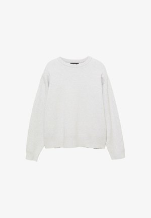 Lys grå, langærmet sweatshirt med rund halsudskæring, ribbede manchetter og kant, samt en afslappet pasform. Glat tekstur og blødt stof.