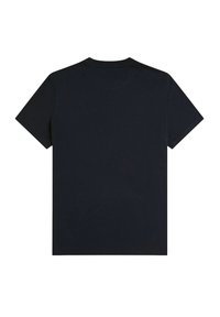 T-shirt in cotone nero con maniche corte e collo a giro. Tessuto liscio con un design semplice, senza decorazioni o motivi visibili.