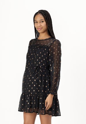 OLMIVY FOIL V NECK DRESS - Robe de jour - black/rosa gold