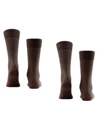 Brown socks made of textured material with a ribbed cuff. Features subtle branding in lighter brown on the ankle area.