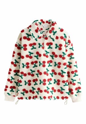 PETITE FIT - CHERRY GRAPHIC ZIP NECK - Fleece trui - red/ecru/white
